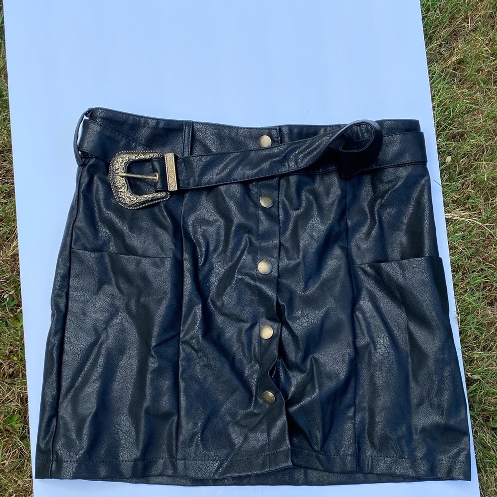 Leather mini skirt